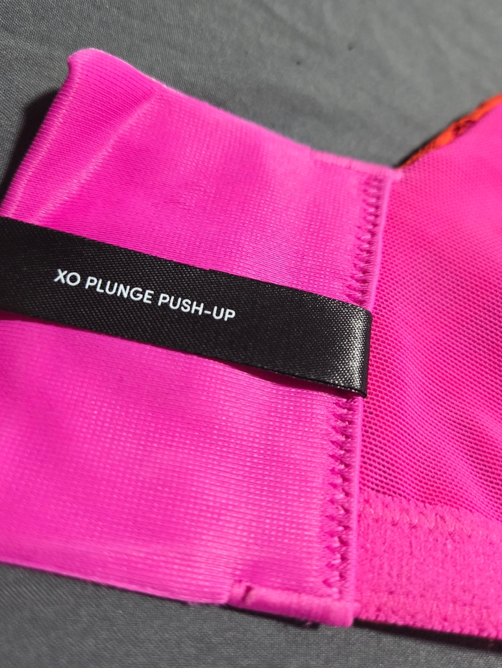 torrid Hot Pink Bra with Red Lace Accents XO Plunge Push-Up - Picture 7 of 7